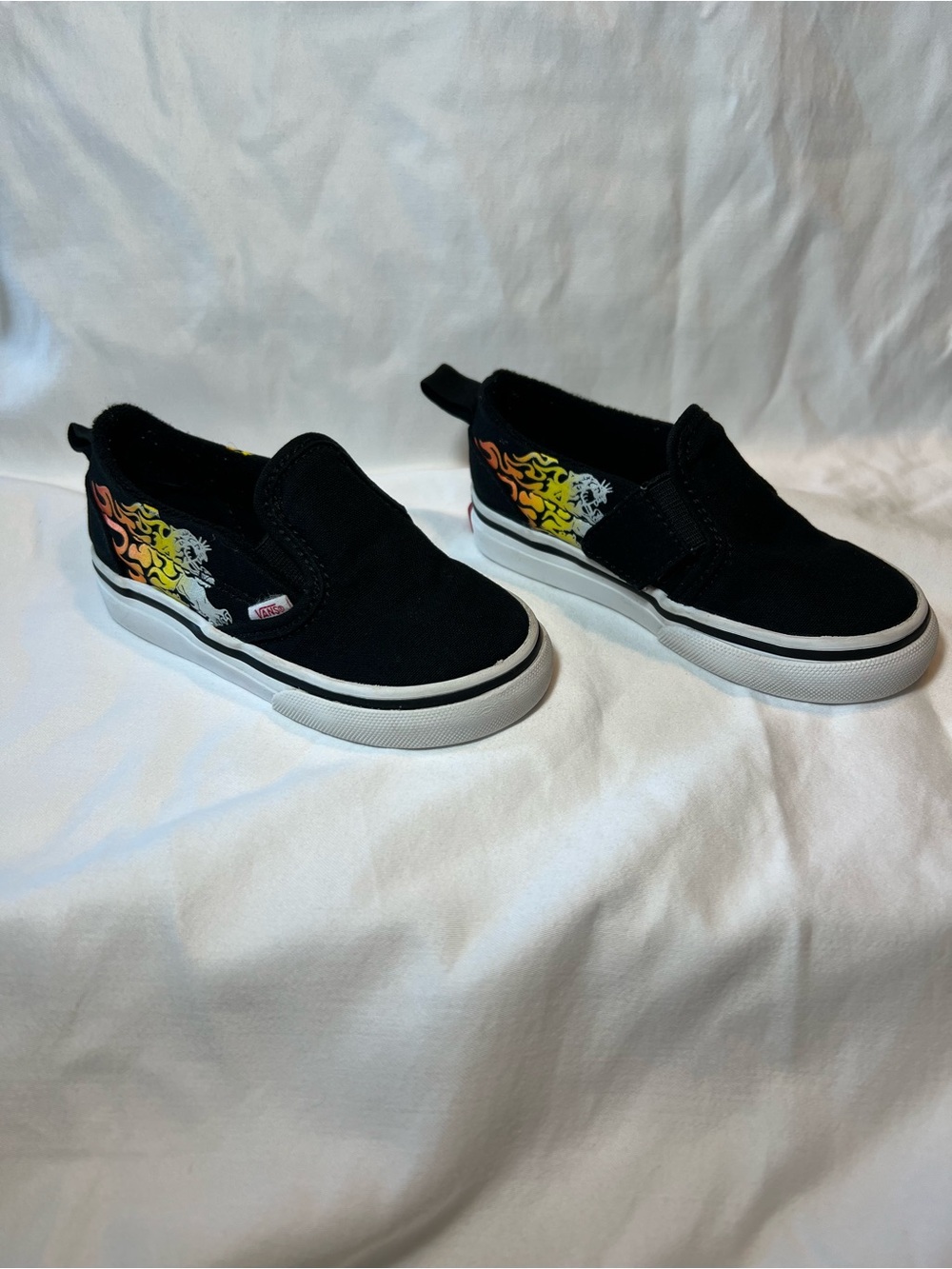 Vans Toddler Black Slip-On Shoe with White Size Label